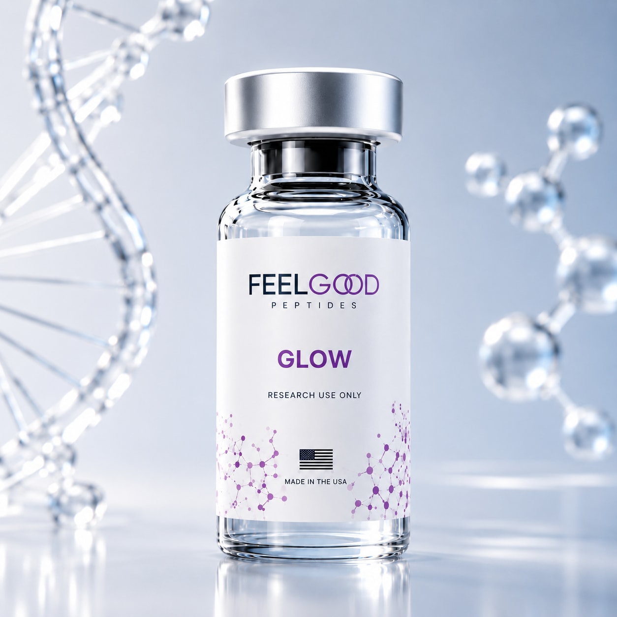 GLOW Blend (GHK-Cu + BPC-157 + TB-500) research vial